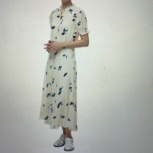 Lauren Ralph Lauren floral tie neck midi dress in Ivory